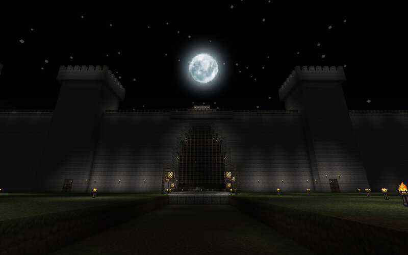 Minecraft castle at night