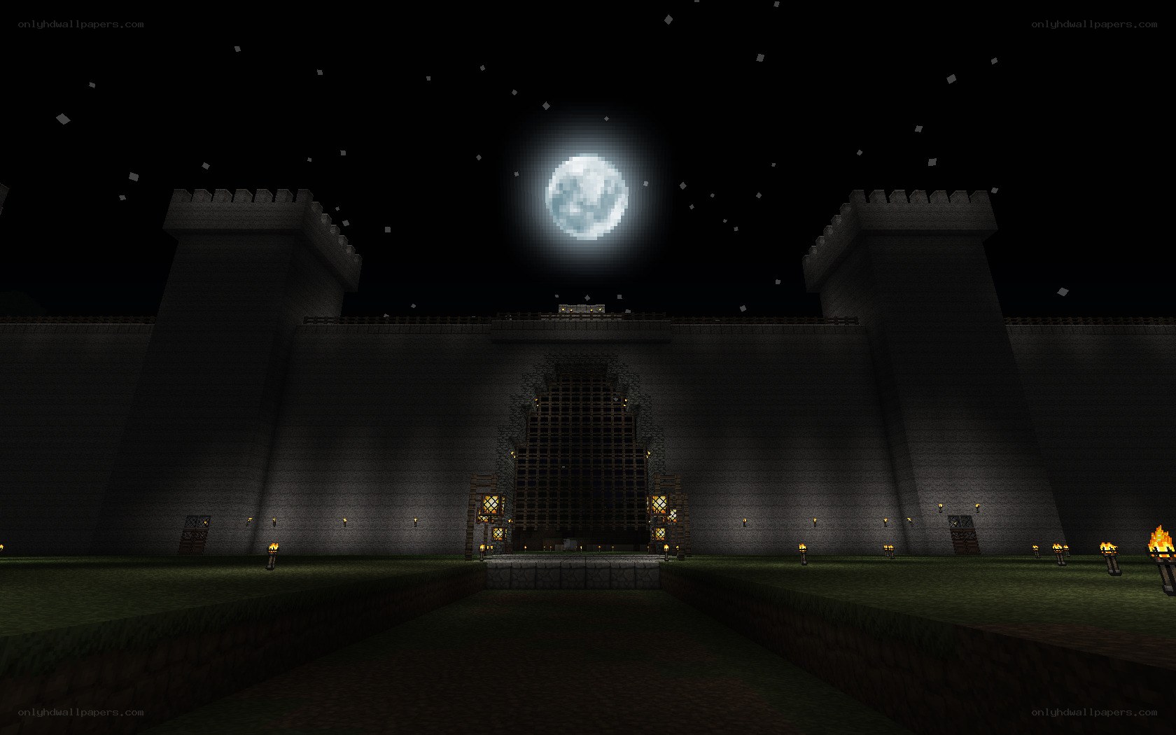 Minecraft castle at night