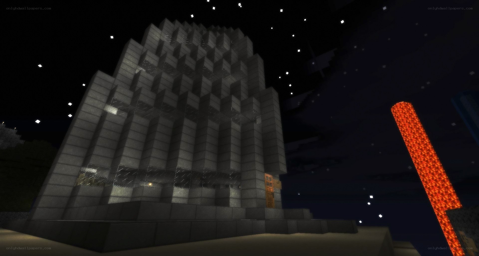 Minecraft castle at night