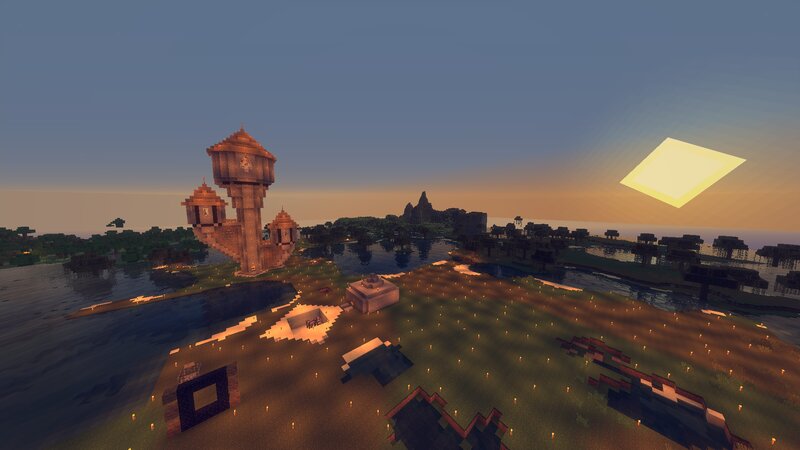 Minecraft Castle at Sunset