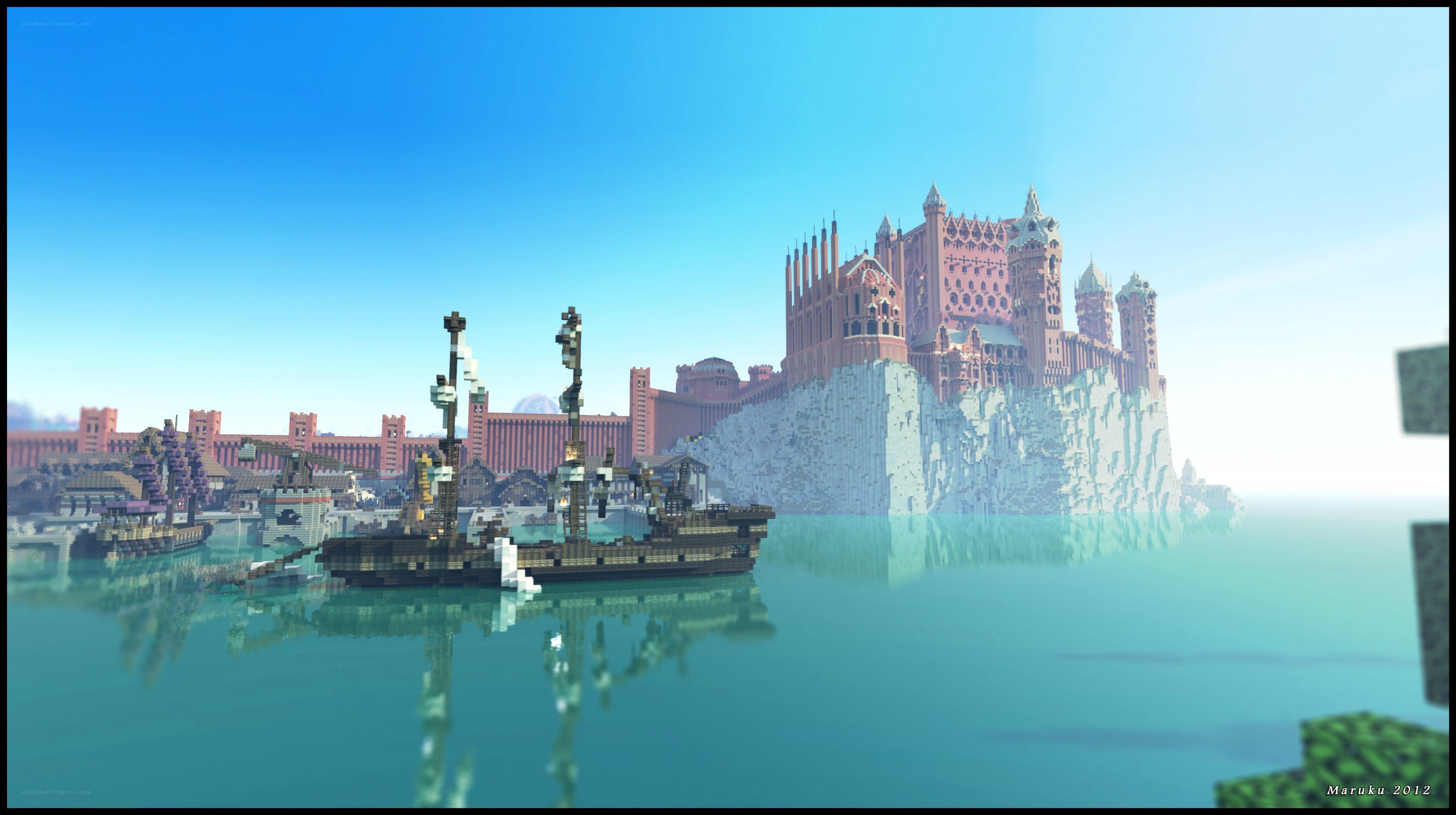 Minecraft castle by the sea