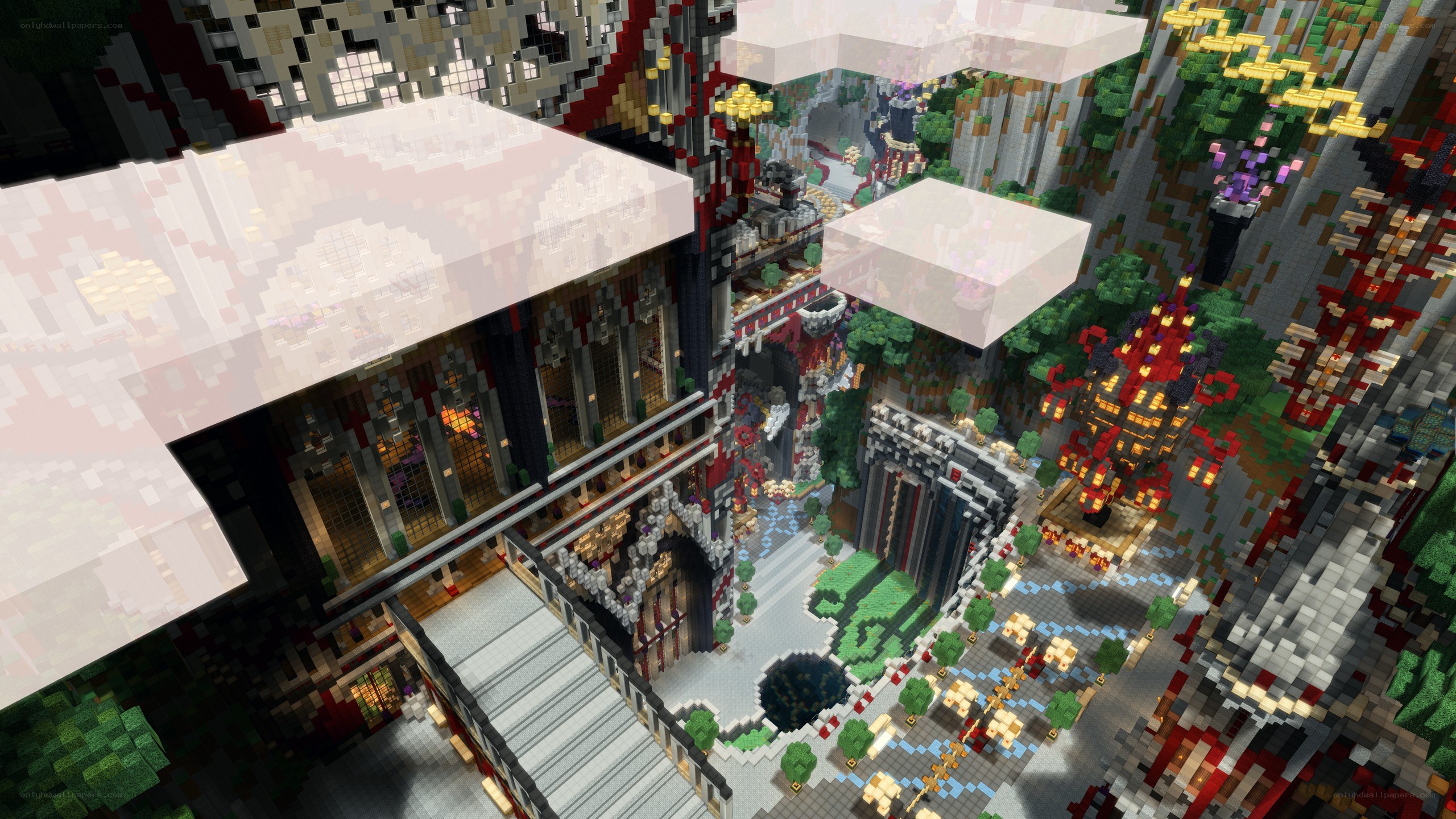 Minecraft castle in a canyon