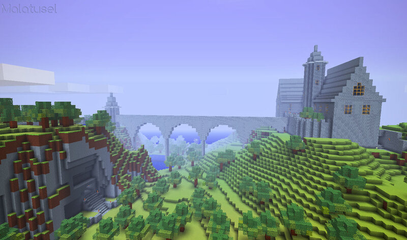 Minecraft castle landscape