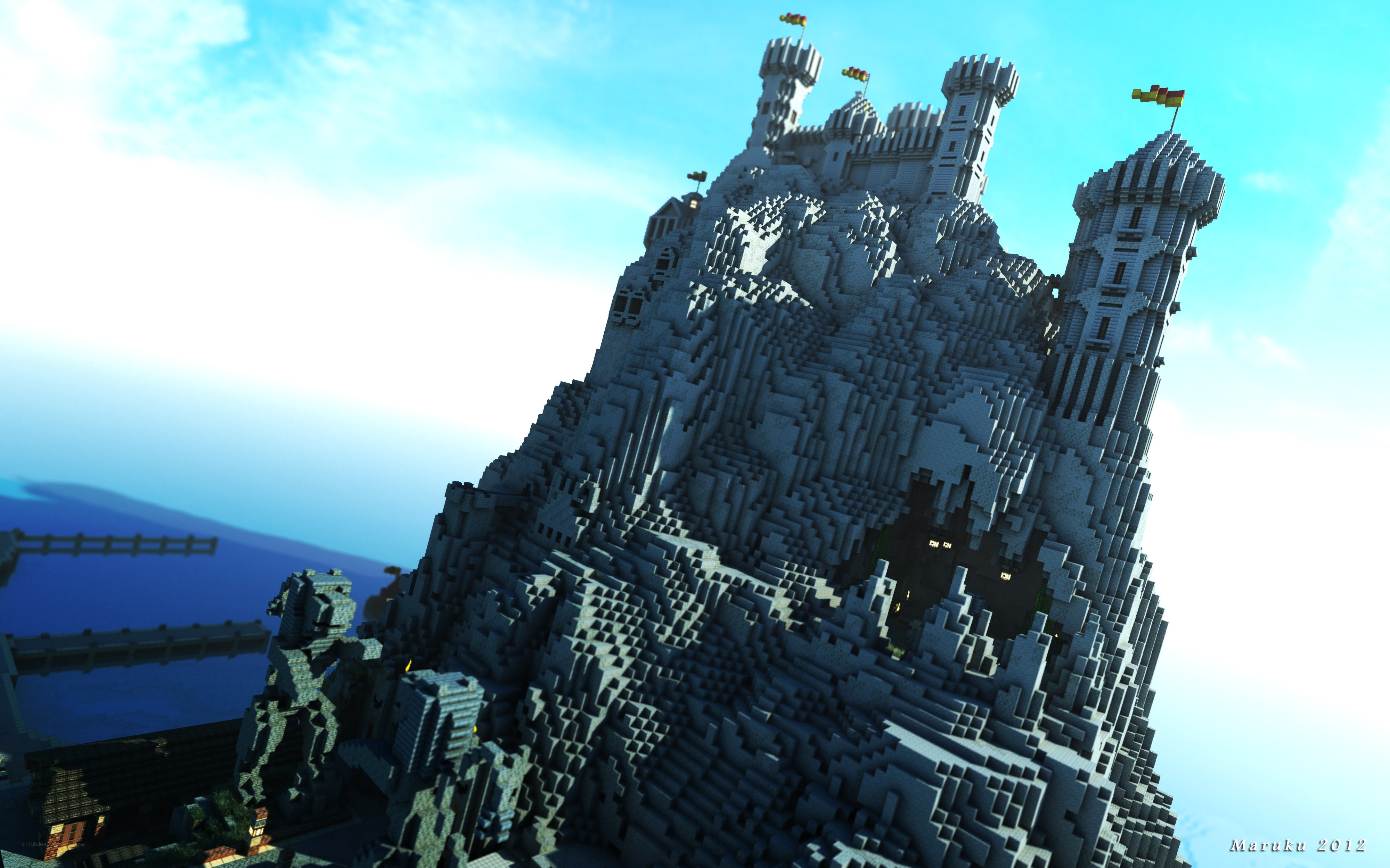Minecraft castle on a mountain
