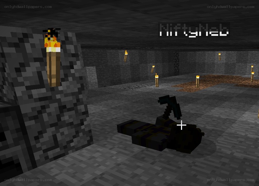 Minecraft cave scene