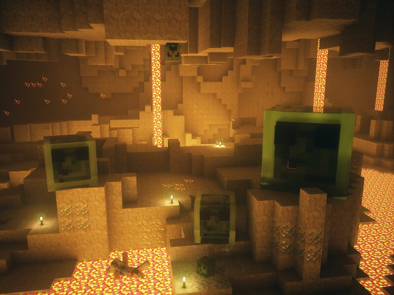Minecraft cave with creepers
