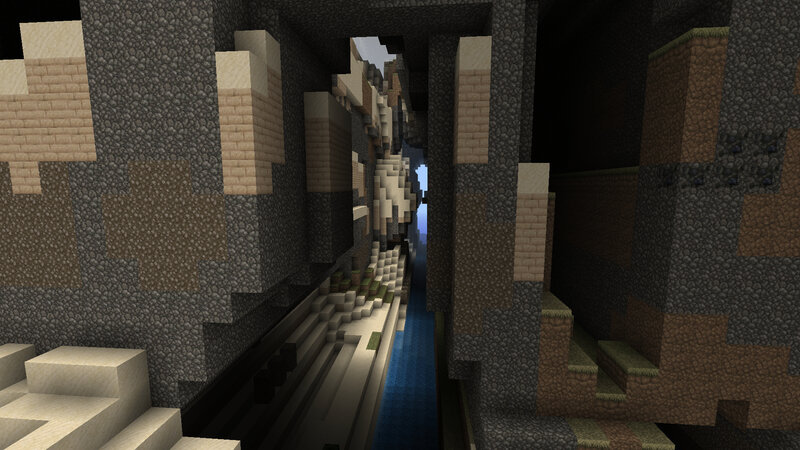 Minecraft cave with water stream