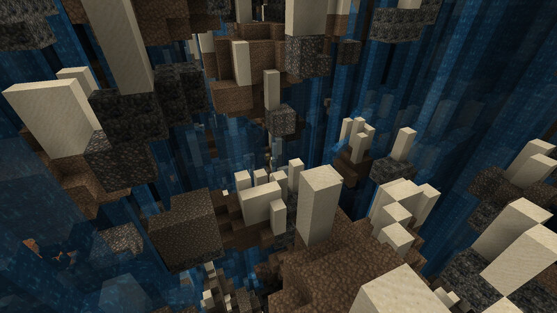 Minecraft cave with waterfalls