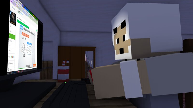 Minecraft Character at Desk