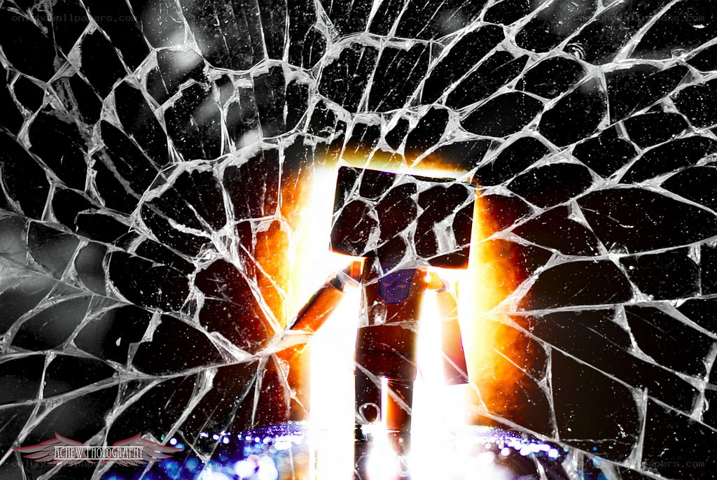 Minecraft character behind shattered glass