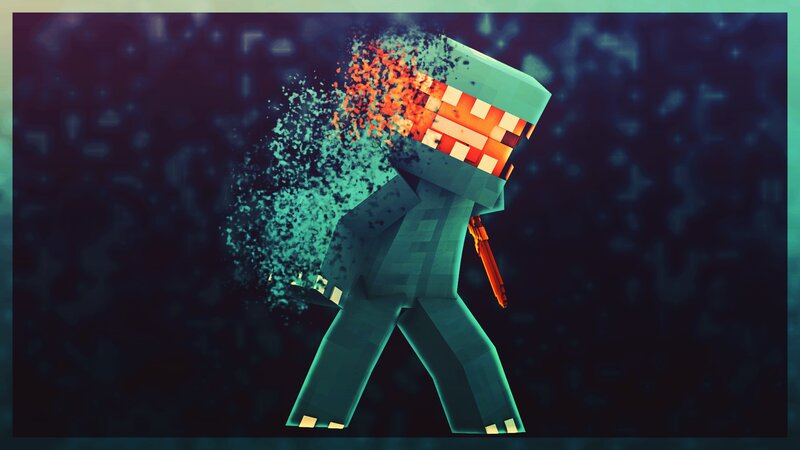 Minecraft Character Disintegrating — Teal