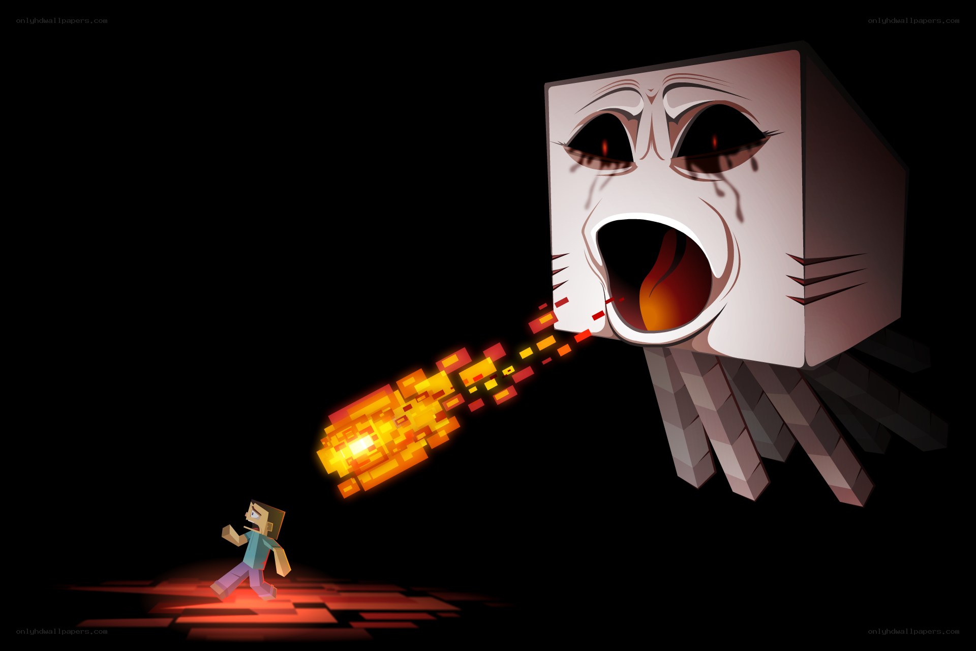 Minecraft character fleeing Enderman