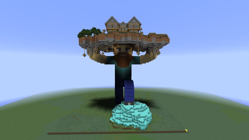 Minecraft Character Holding Island