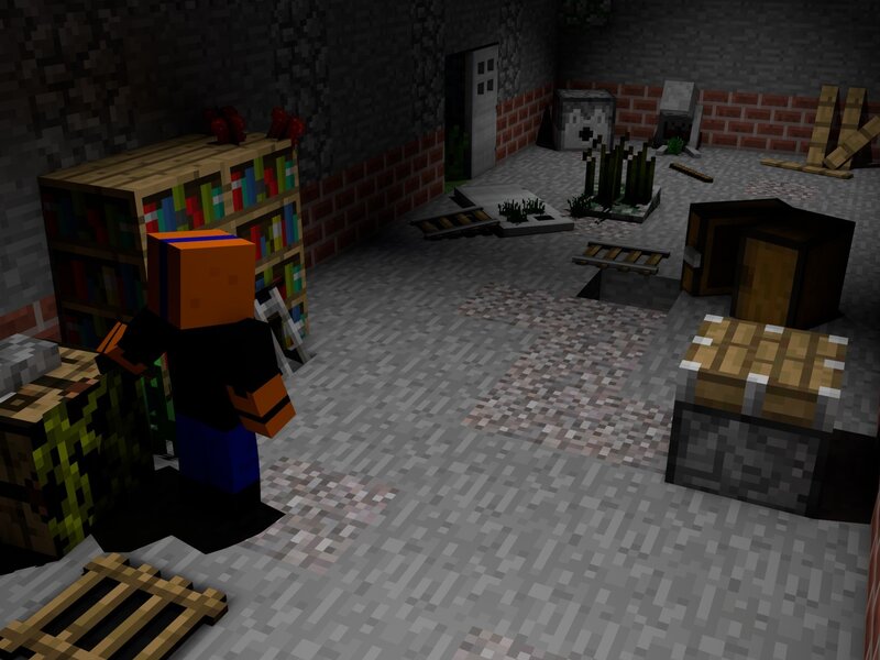 Minecraft character in a room