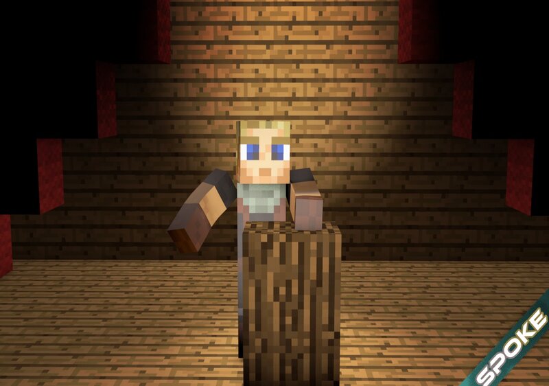 Minecraft character in a wooden room