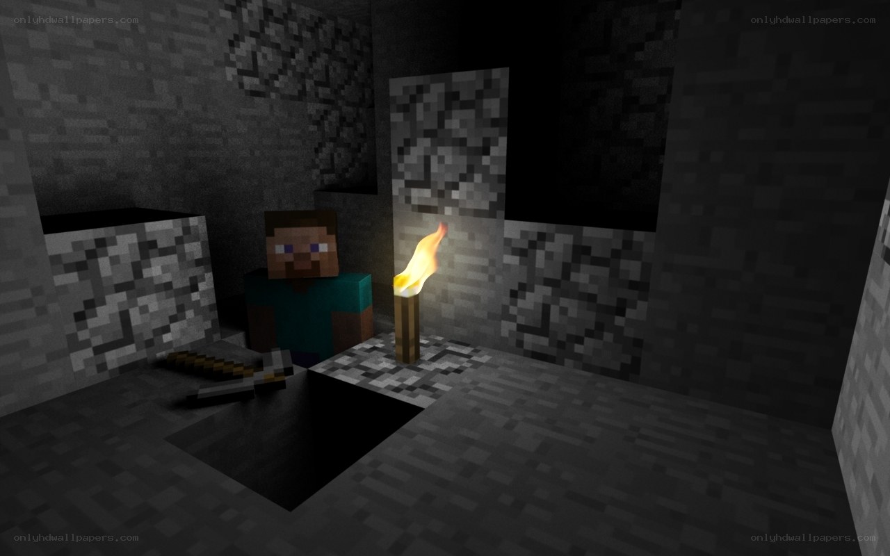 Minecraft character in cave