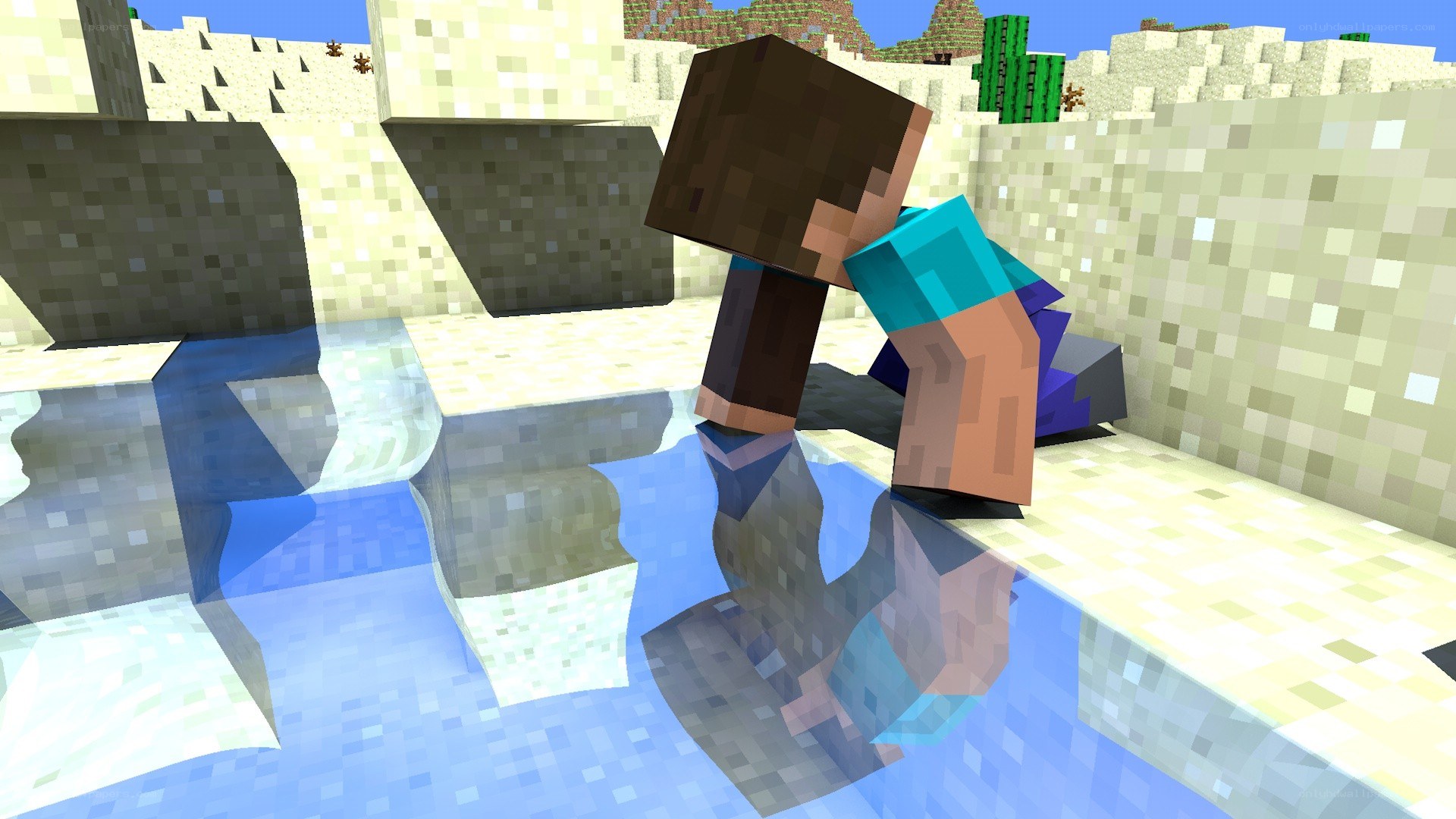 Minecraft character in desert