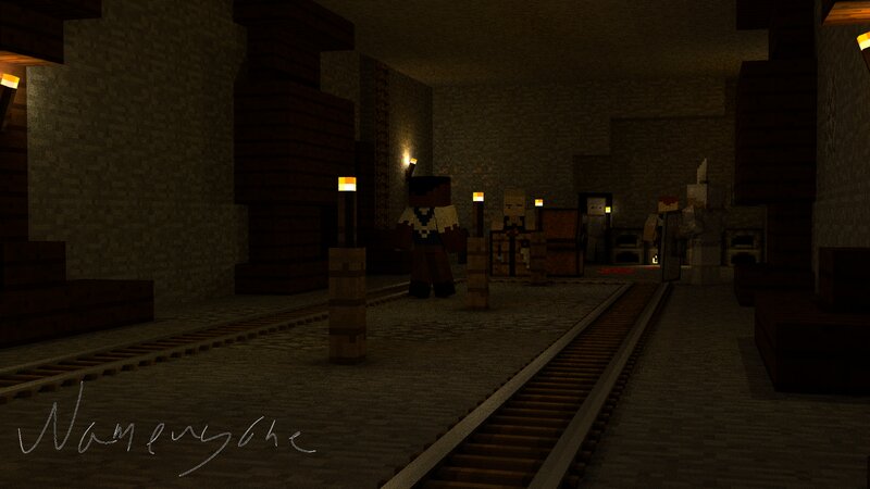 Minecraft Character in Tunnel