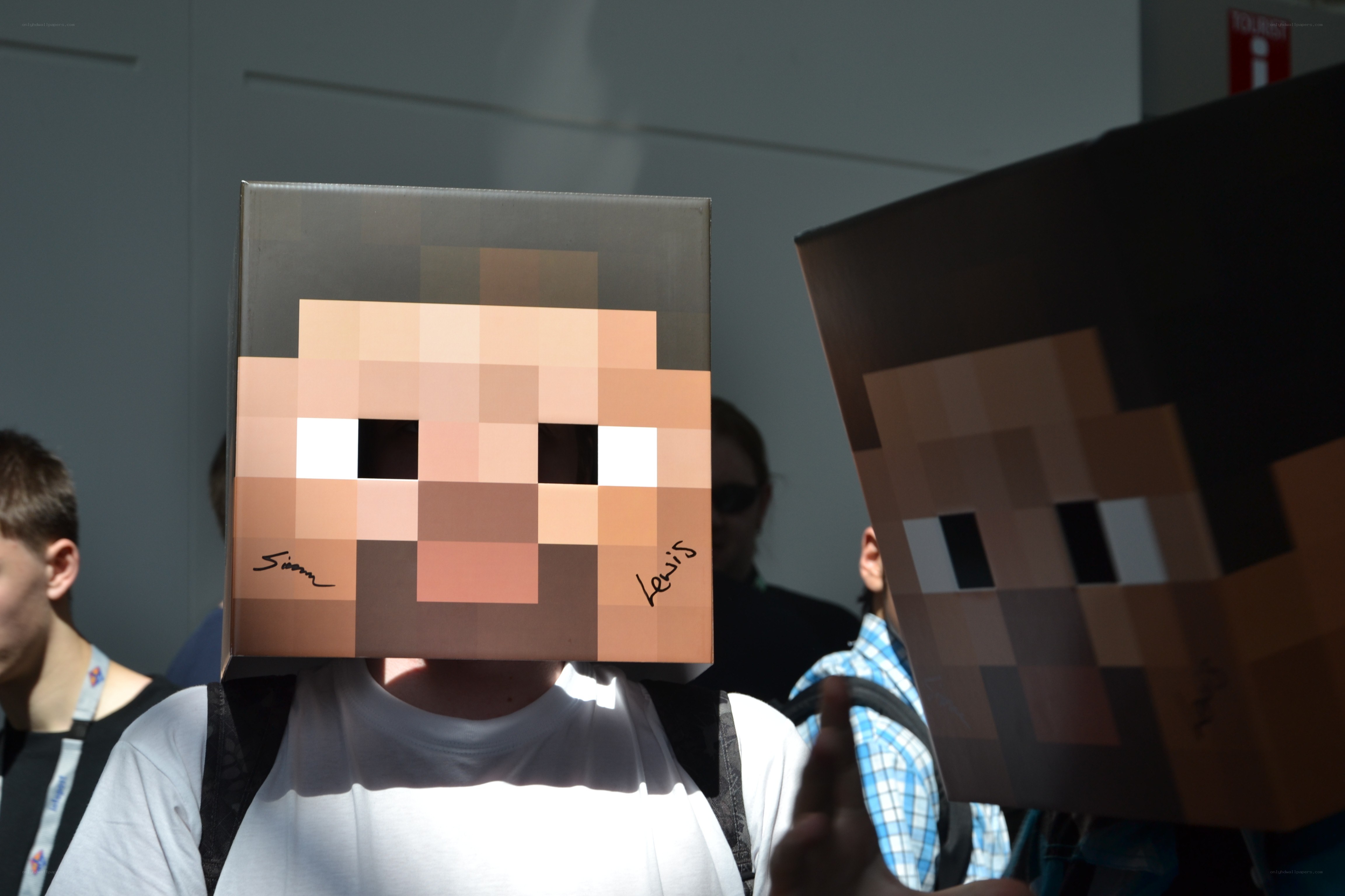 Minecraft character masks at event