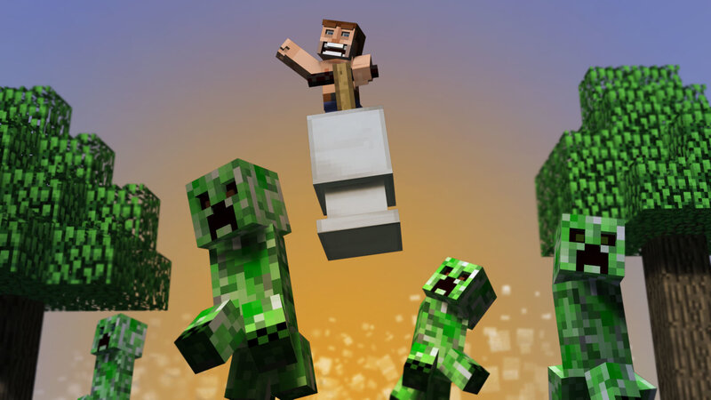 Minecraft character on a pedestal