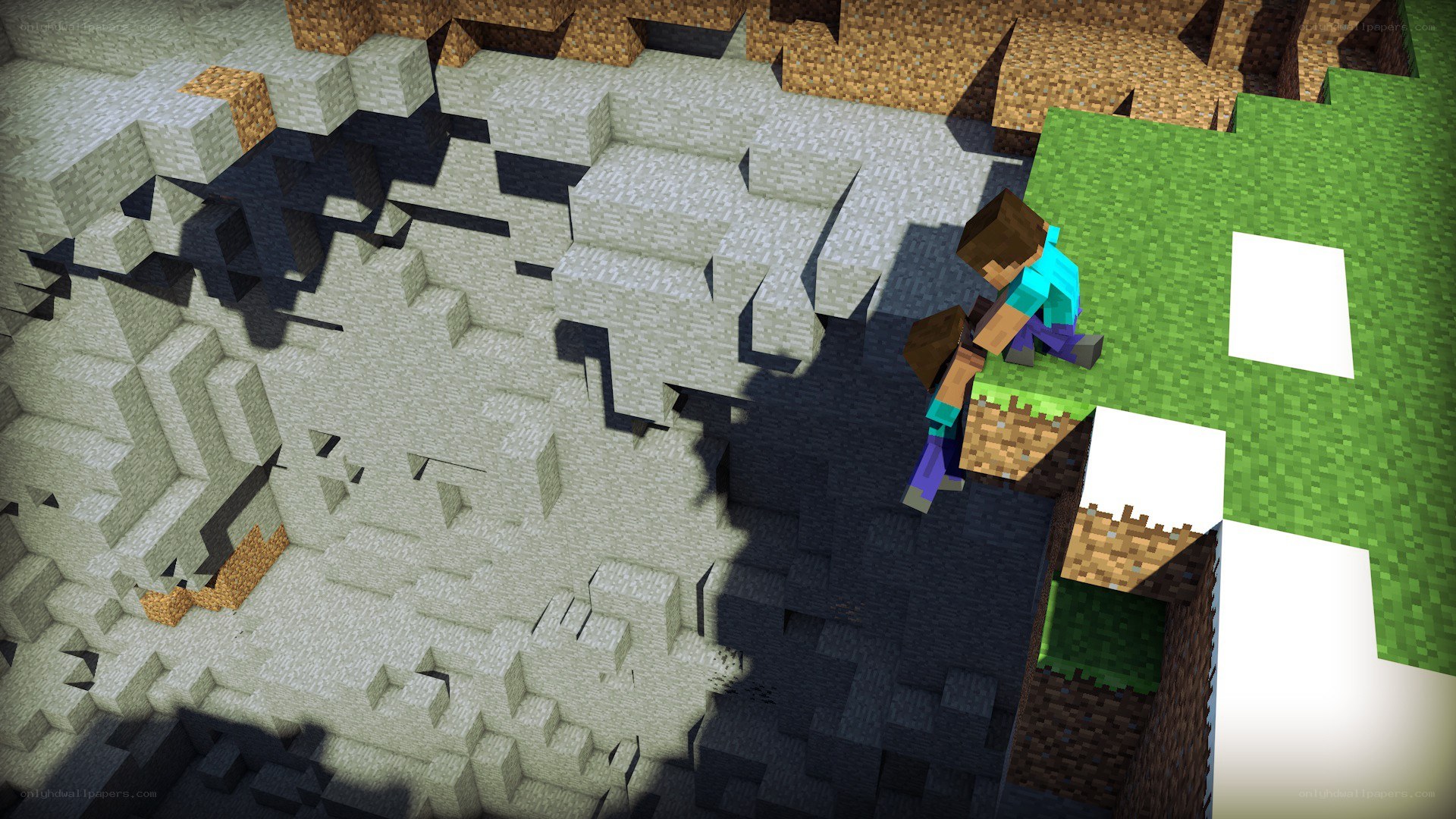 Minecraft character on cliff edge