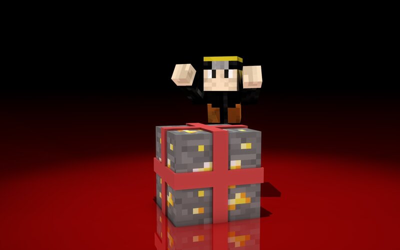 Minecraft character on gift box