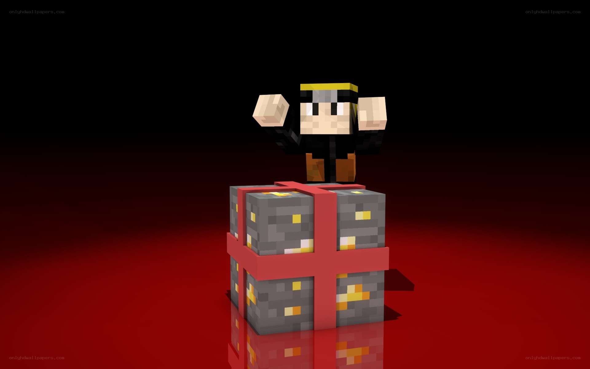 Minecraft character on gift box