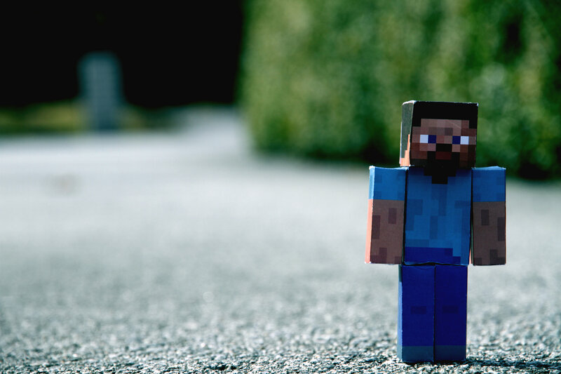 Minecraft character on pavement