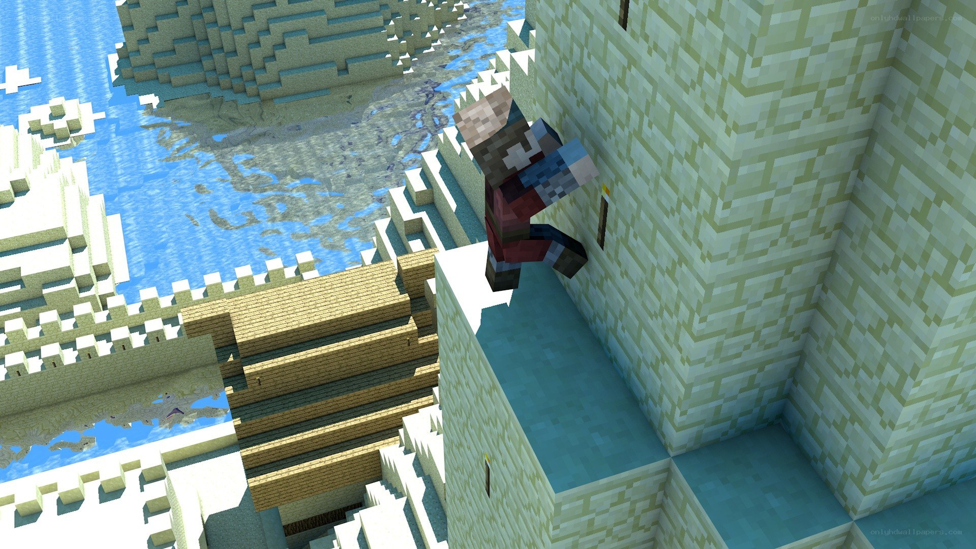 Minecraft character on wall