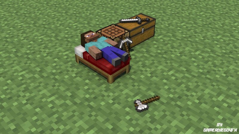 Minecraft character resting