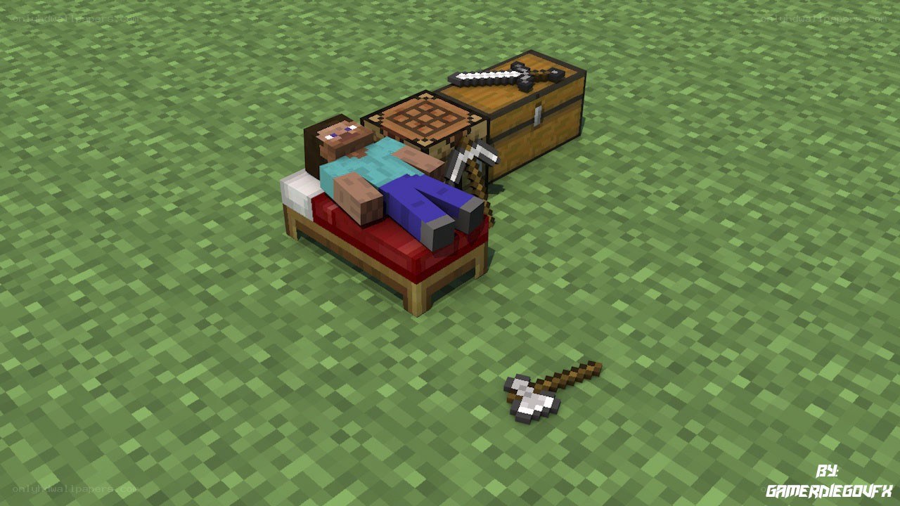 Minecraft character resting