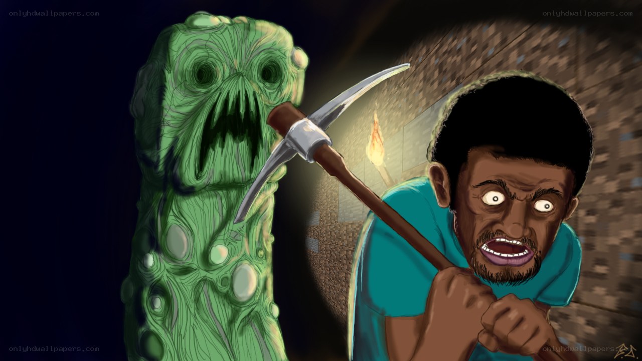 Minecraft character vs green monster