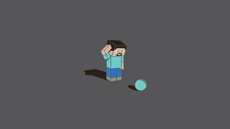 Minecraft Character with Ball — Gray