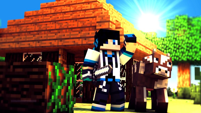 Minecraft Character with Cow