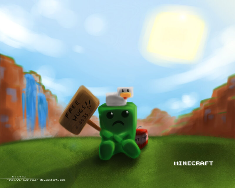 Minecraft character with sign