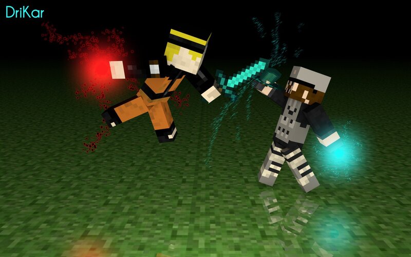 Minecraft characters fighting