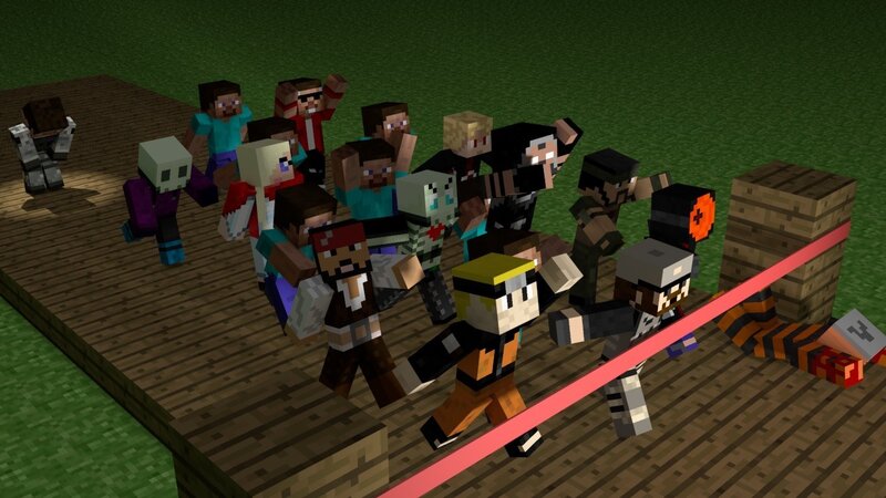 Minecraft characters in a race