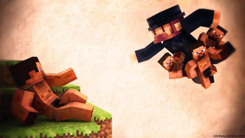 Minecraft characters in action