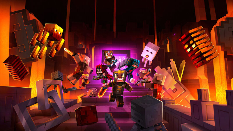 Minecraft Characters in Battle — Purple