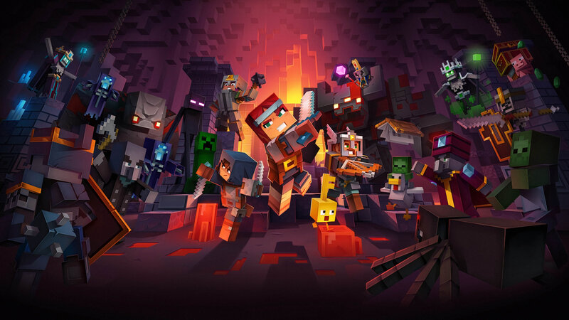 Minecraft Characters in Cave — Purple