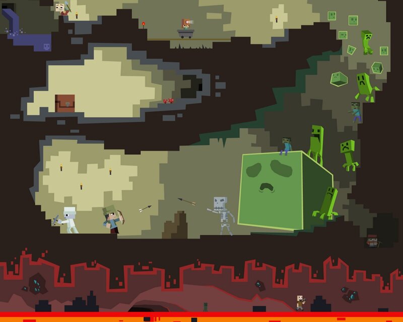 Minecraft Characters in Cave