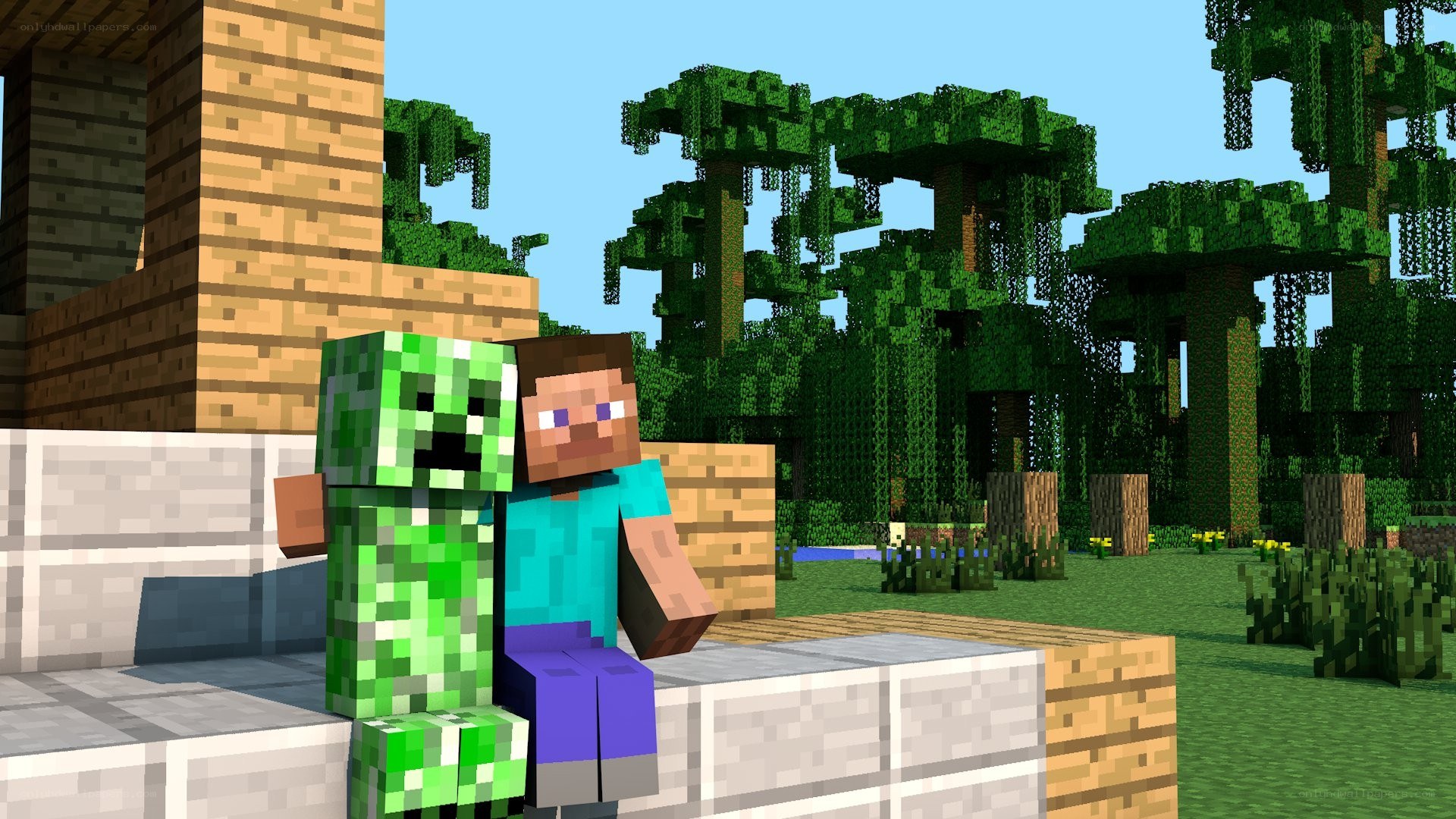 Minecraft characters in jungle