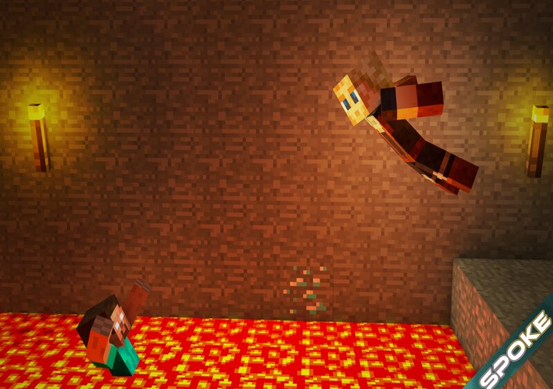 Minecraft characters in lava