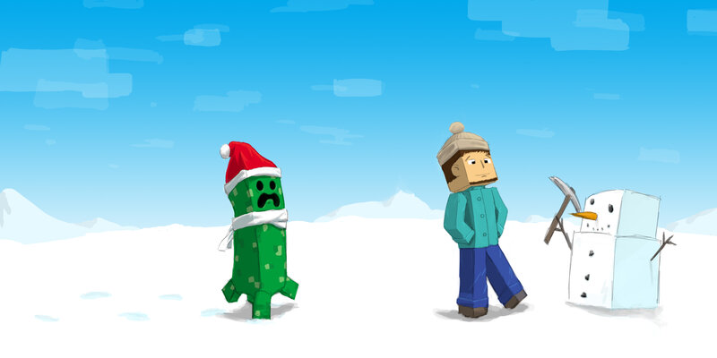 Minecraft characters in winter