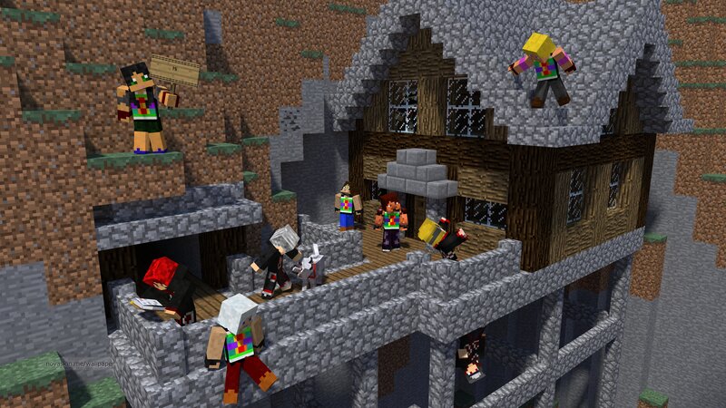 Minecraft Characters on a Structure
