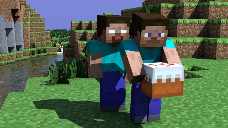 Minecraft characters with cake
