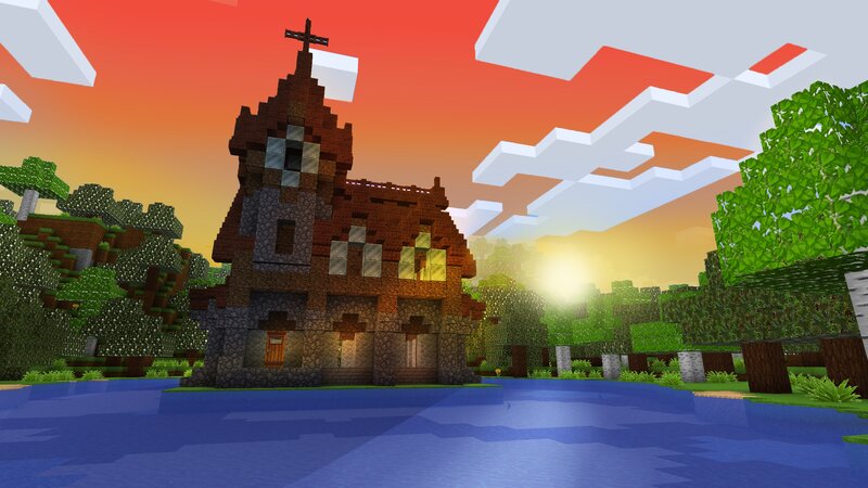Minecraft Church Building — Red