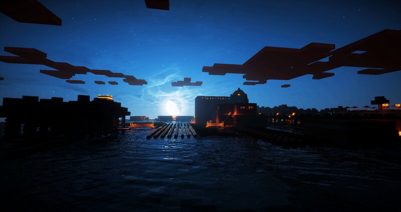 Minecraft City at Night — Blue