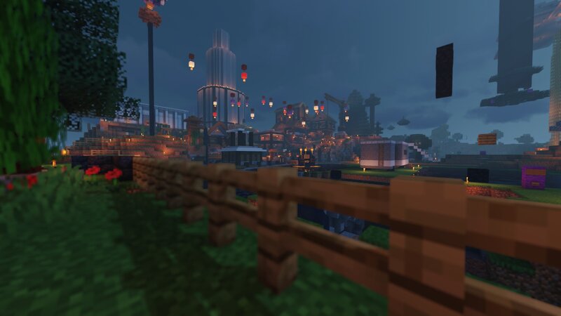 Minecraft City at Night — Green