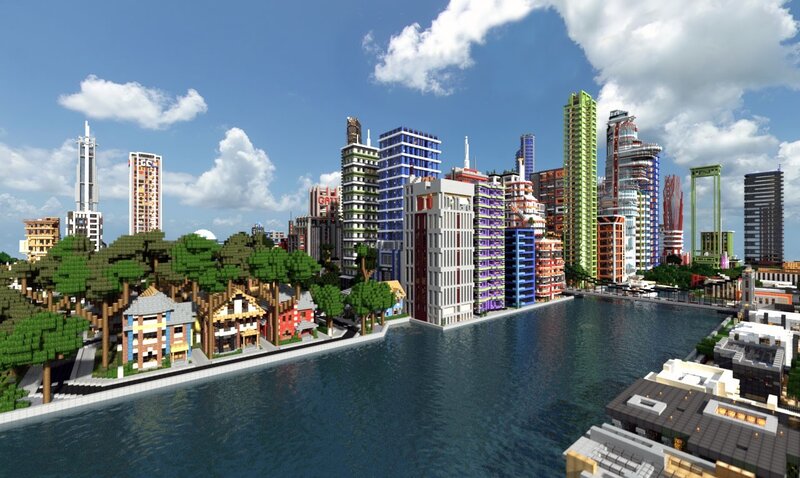 Minecraft City Skyline — Blue